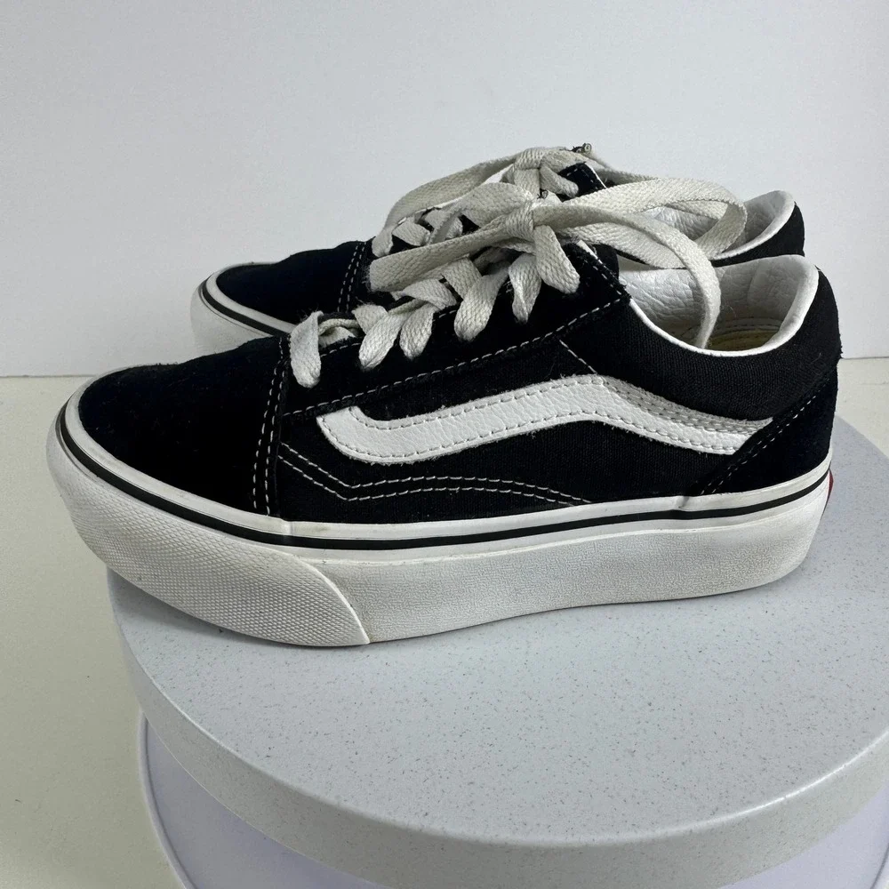 Vans Old Skool Kids Sneakers Classic Skate Low Top Black White US 13.5